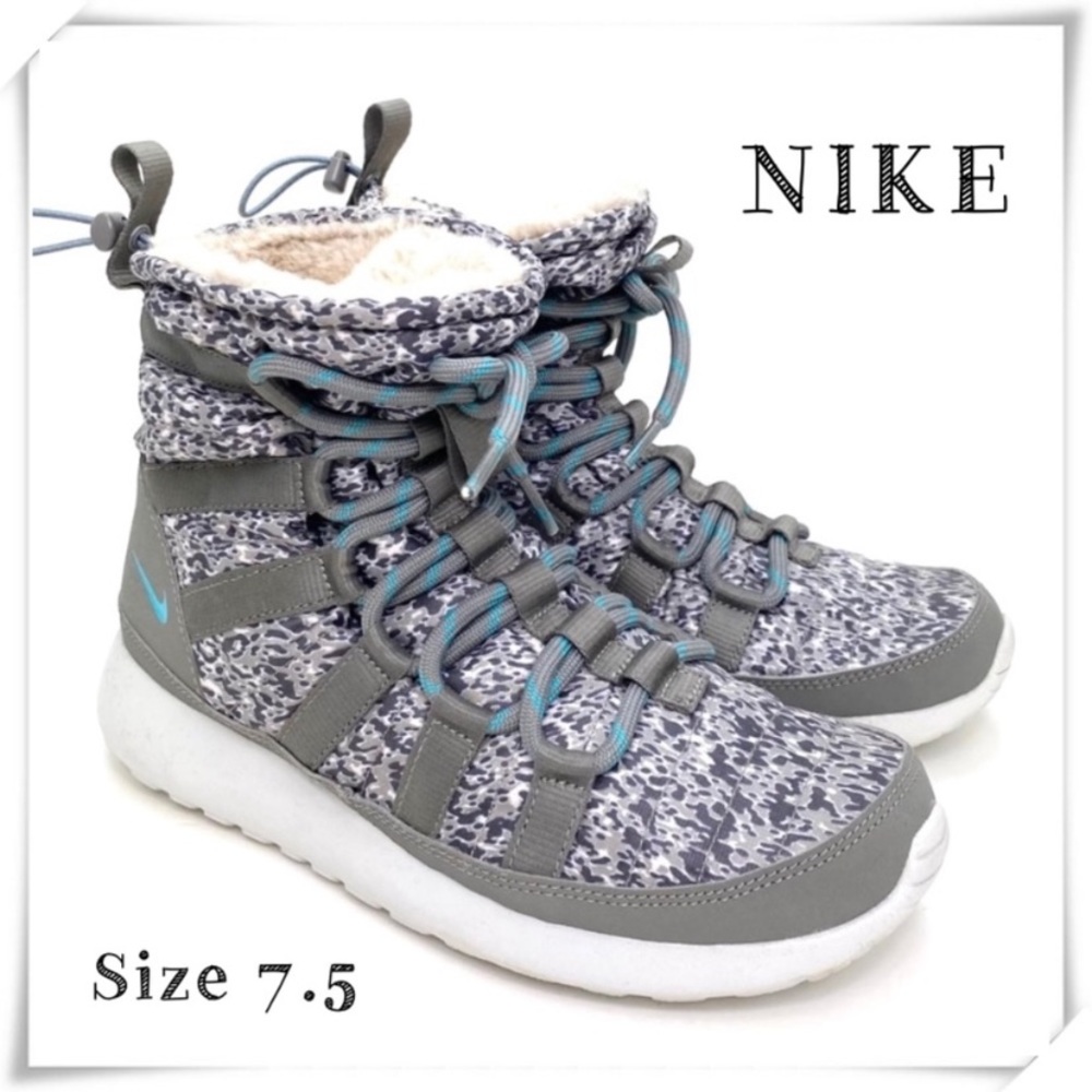 Nike Roshe Run Hi Sneakerboot Winter Boots Sneakers Camo Gray Style 616724-201
